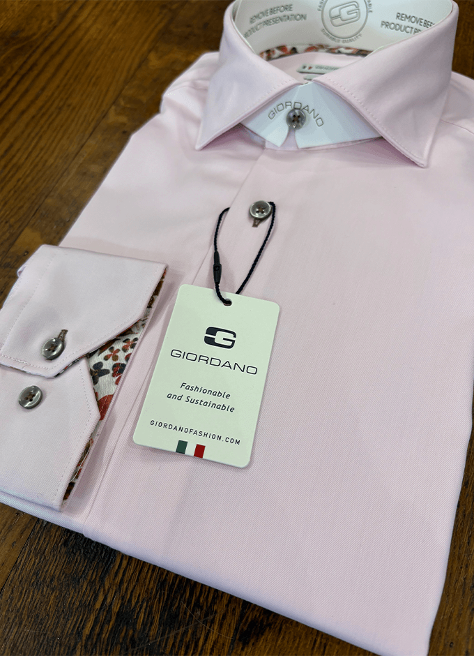 Cotton Shirt | Pale Pink | Floral Trim