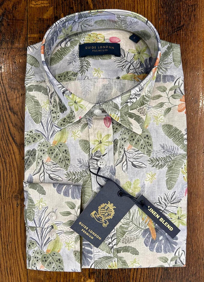 Linen Blend Jungle Parrot Shirt