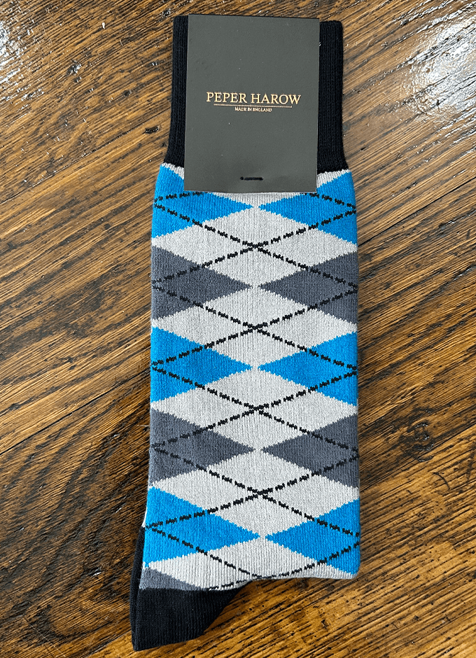 Peper Harow | Argyle Men's Socks | Grey