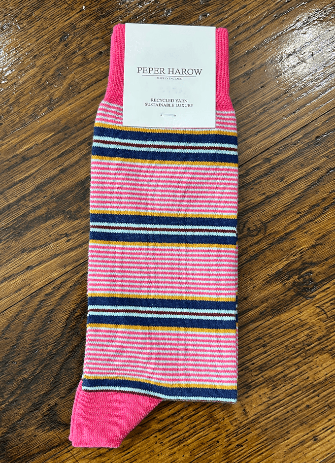 Peper Harow | Multistripe Men's Socks | Pink
