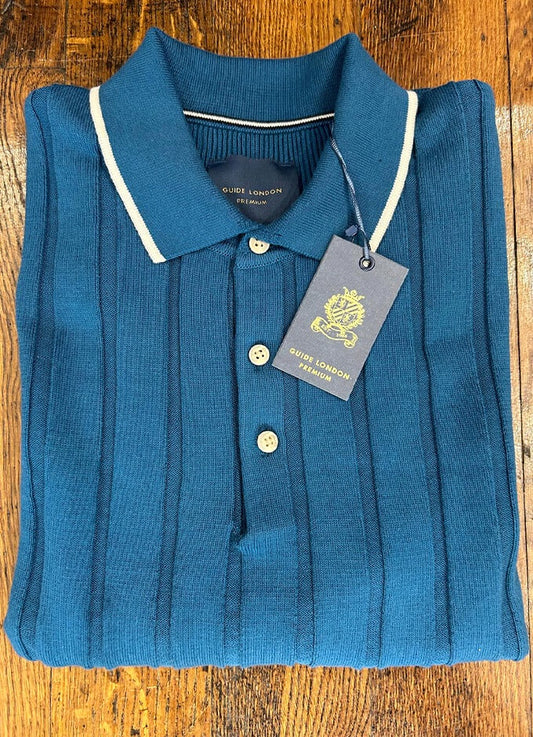 Short Sleeve Knitted Polo | Marine