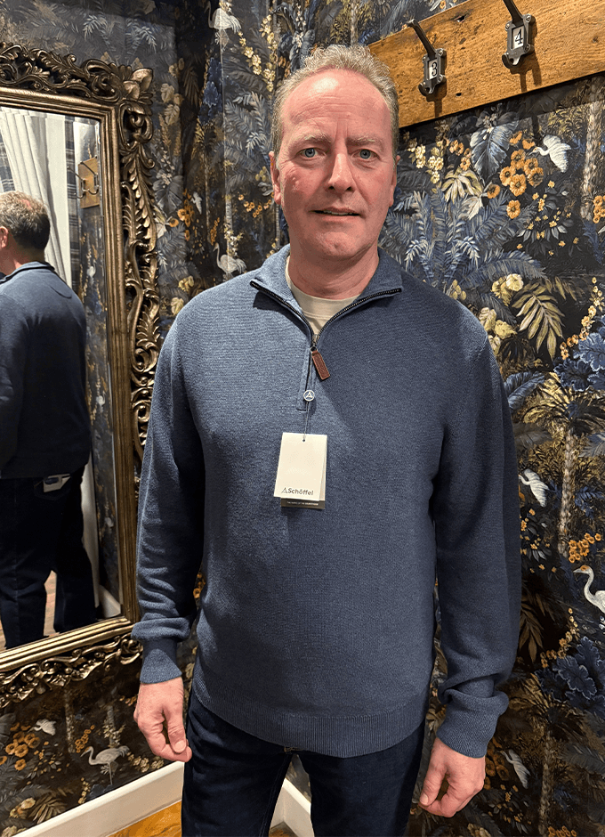 Porthleven Quarter Zip Jumper | Dark Pigeon Blue