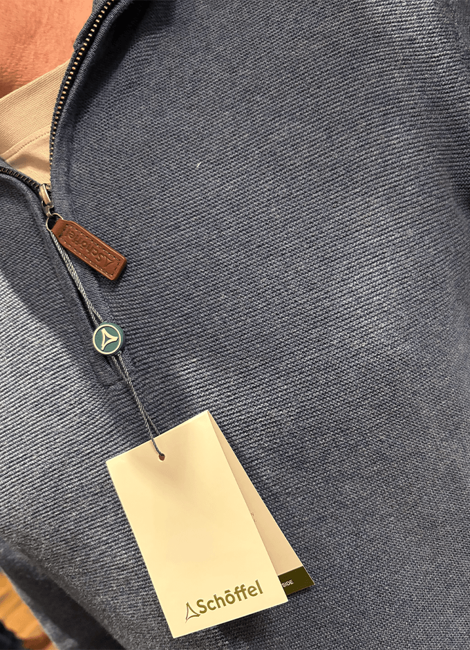 Porthleven Quarter Zip Jumper | Dark Pigeon Blue