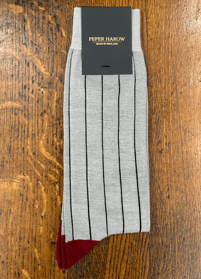 Peper Harow | Pin Stripe Men's Socks | Ash