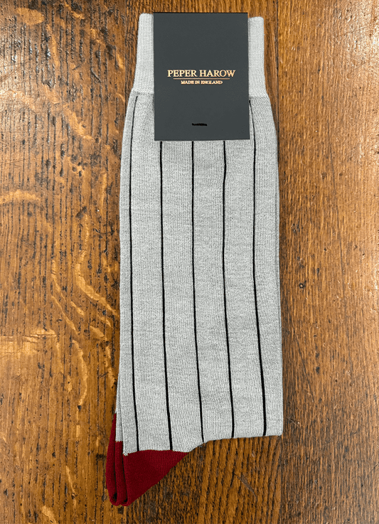 Peper Harow | Pin Stripe Men's Socks | Ash