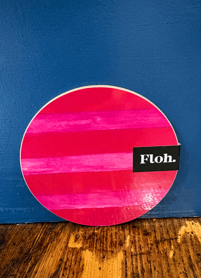 Raspberry & Cherry (Stripes) Round Coaster
