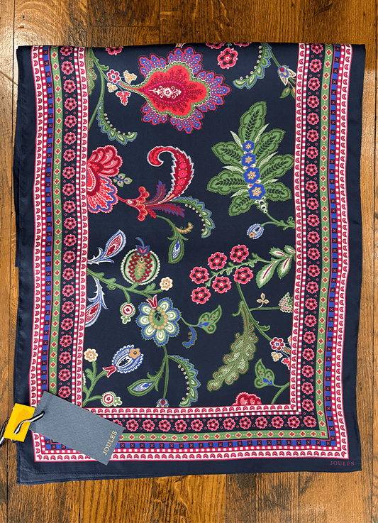 Windsor Silk Scarf | Navy & Pink Floral
