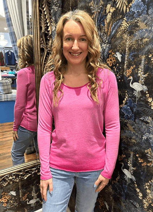 Knit Long Sleeve Top | Fuchsia
