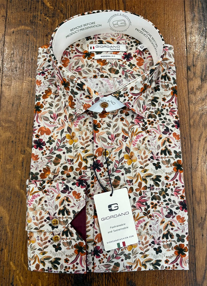 Cotton Shirt | Flowers & Leaves | Autumn