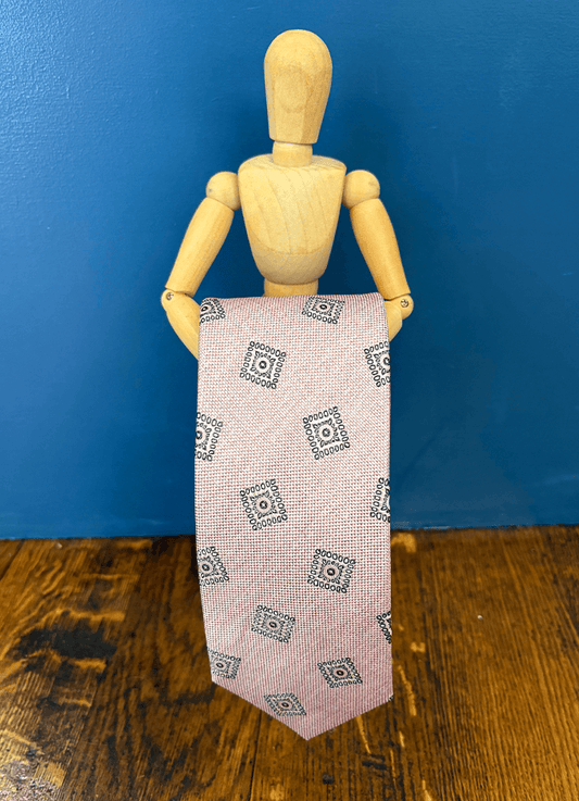 Silk Tie | Pink Square Medallion
