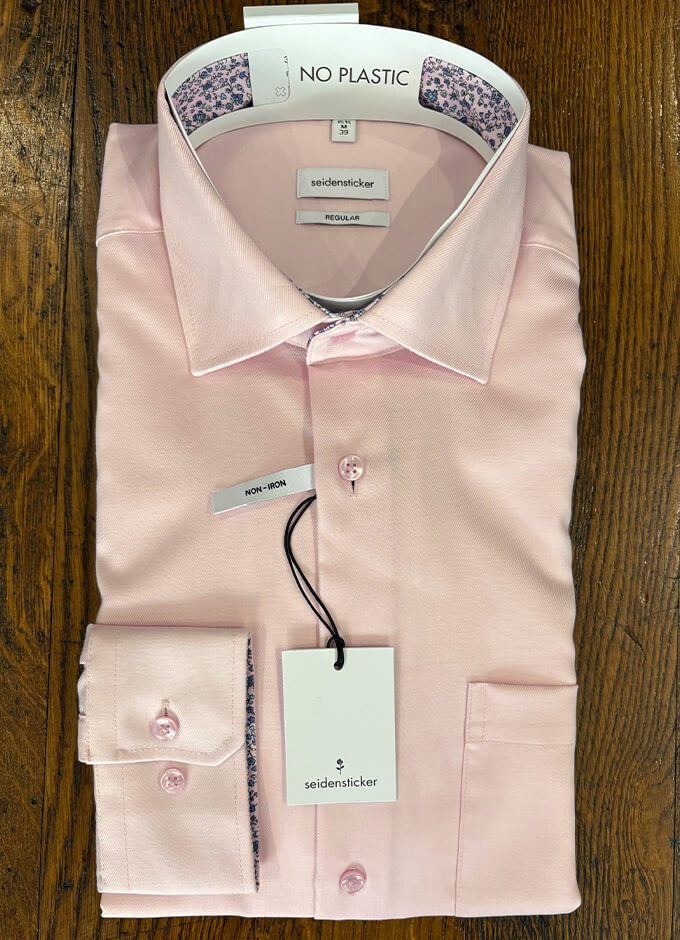 Pink Shirt | Regular Fit | Blue Liberty Print Detailing