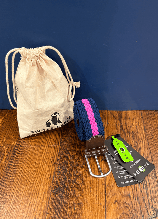 Swole Panda | Navy With Pink Stripe Belt