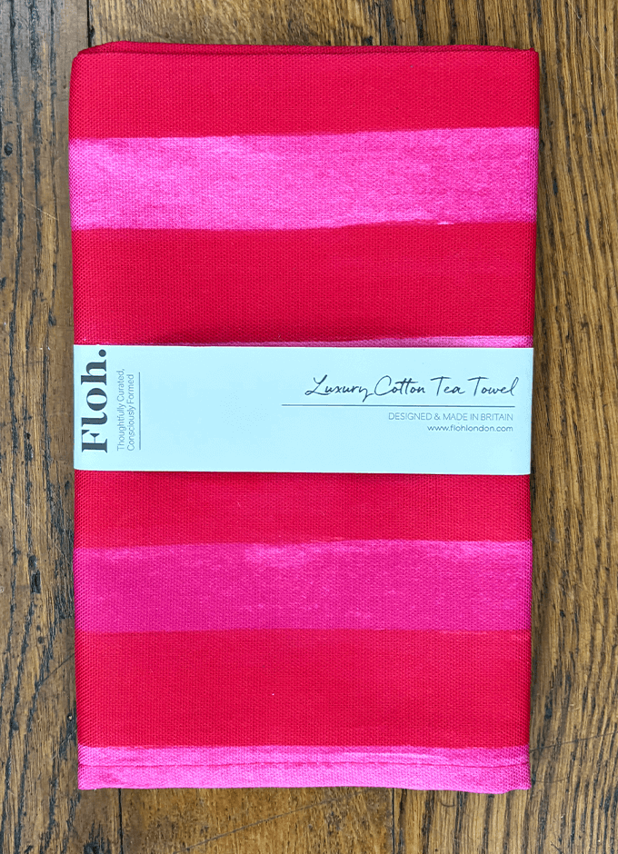 Raspberry & Cherry (Stripes) Tea Towel