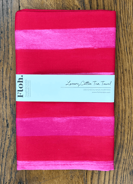 Raspberry & Cherry (Stripes) Tea Towel