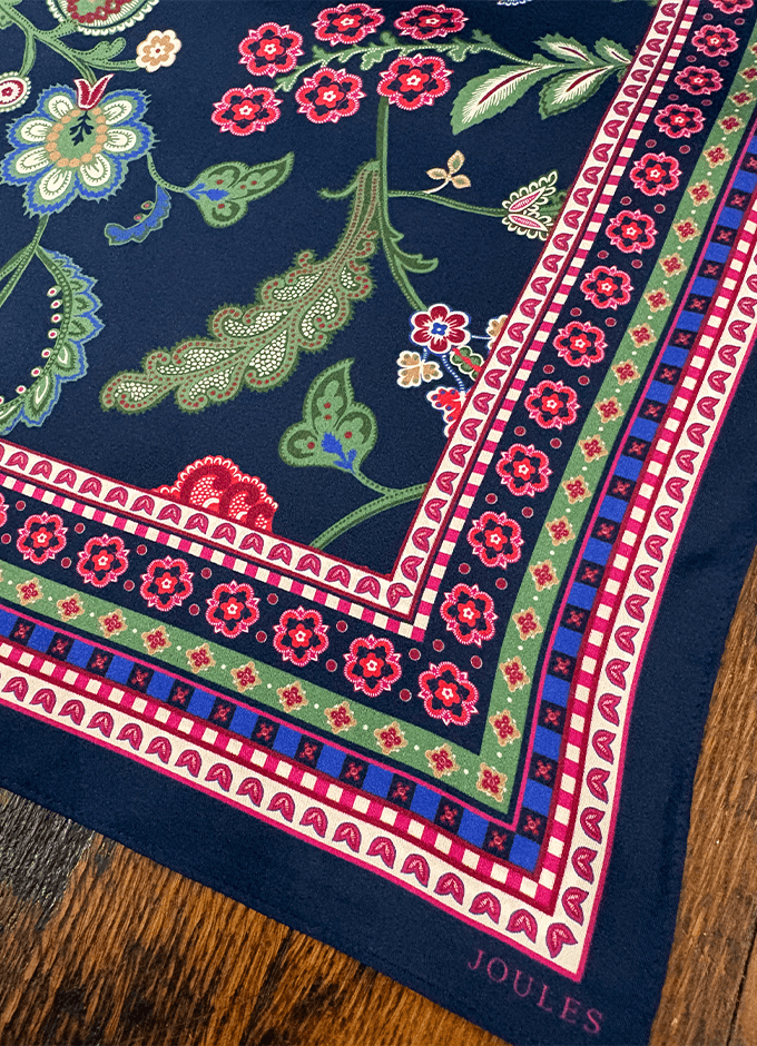 Windsor Silk Scarf | Navy & Pink Floral