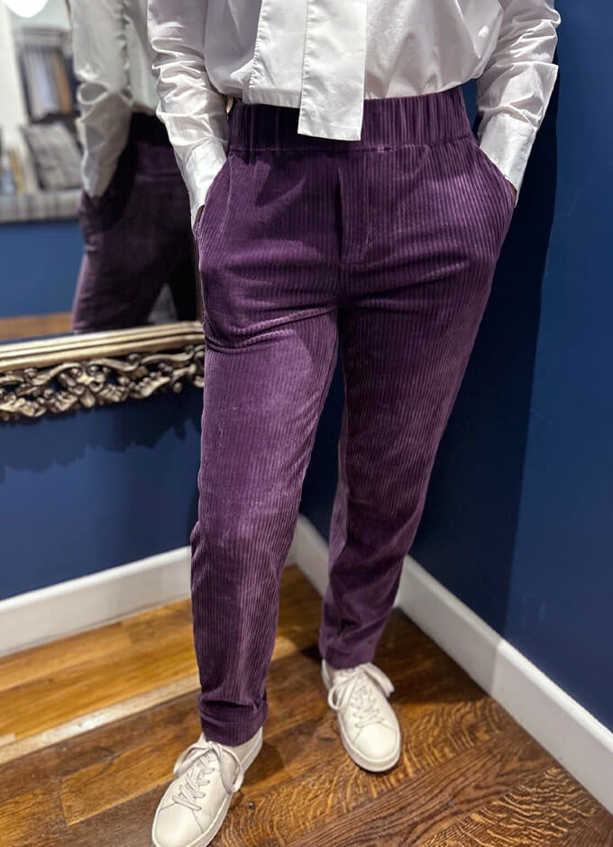 Ladies Trousers | Pants Jogger Corduroy Modern | Plum