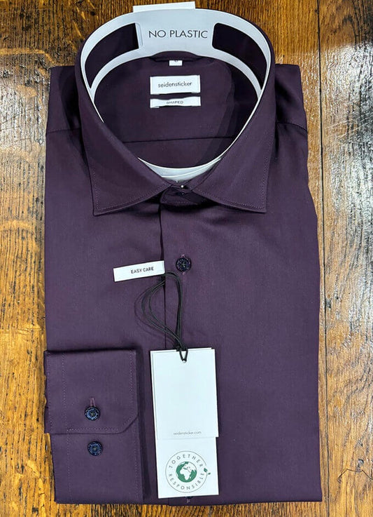 Shaped Single Cuff Shirt | Plum