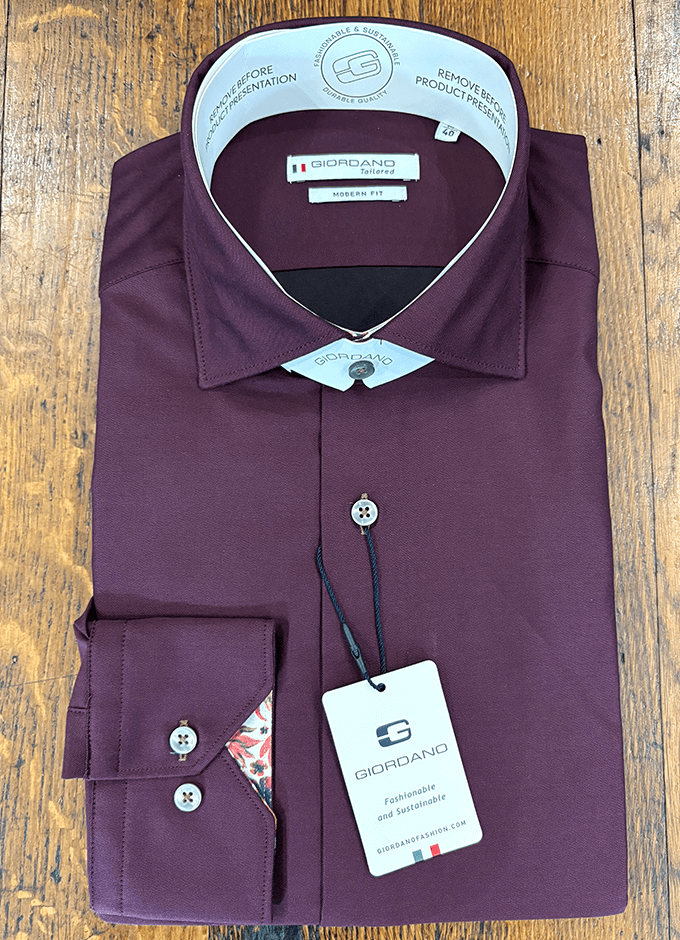 Cotton Shirt | Plum | Floral Trim