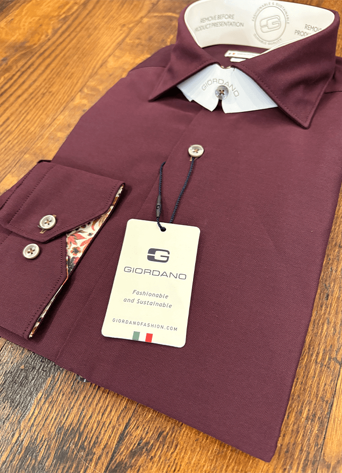 Cotton Shirt | Plum | Floral Trim