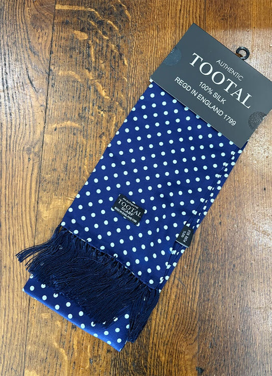 Tootal Silk Scarf | Polka Dot Navy