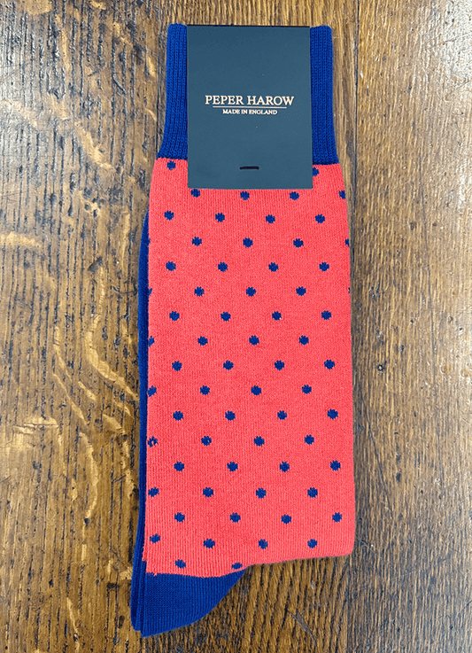 Peper Harow | Pin Polka Men's Socks | Orange