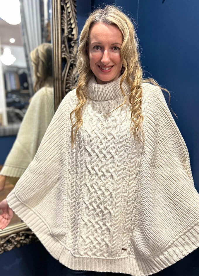 Kilronan Roll Neck Poncho | Cream