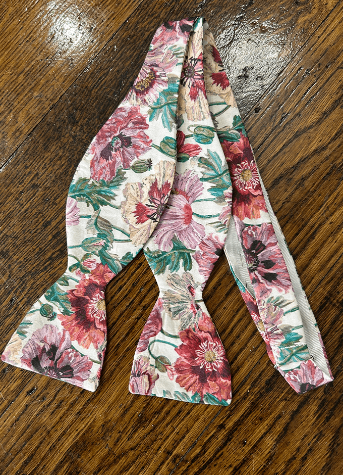 Self Tie Bow | Poppy Amelie Pink | Made with Liberty Fabric