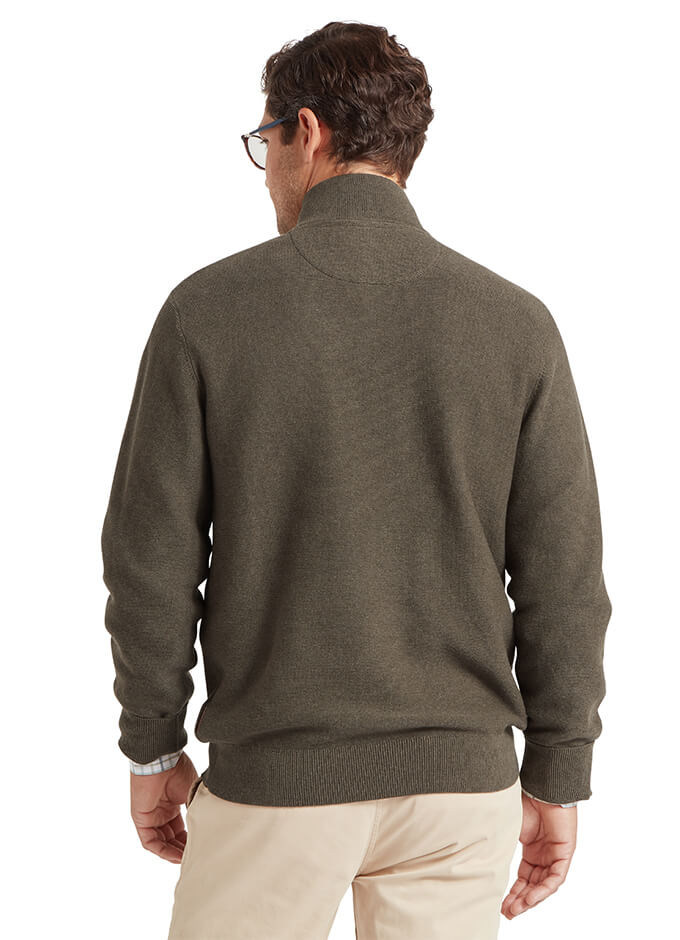 Porthleven Quarter Zip Jumper | Beetle Green