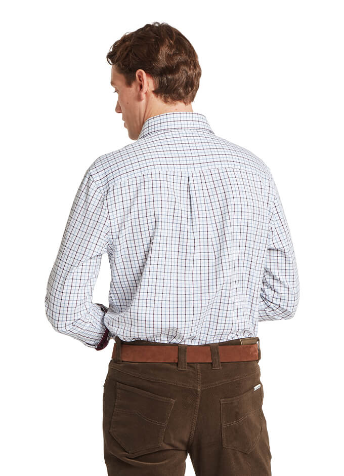 Milton Tailored Shirt | Port/Lake Blue Check