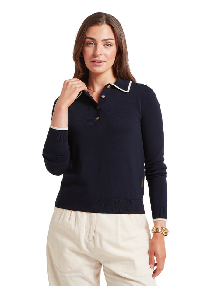Portloe Jumper | Navy/Dove