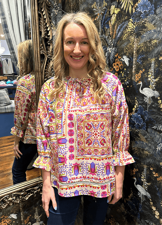 Raglan V-neck Boho Blouse | Multi