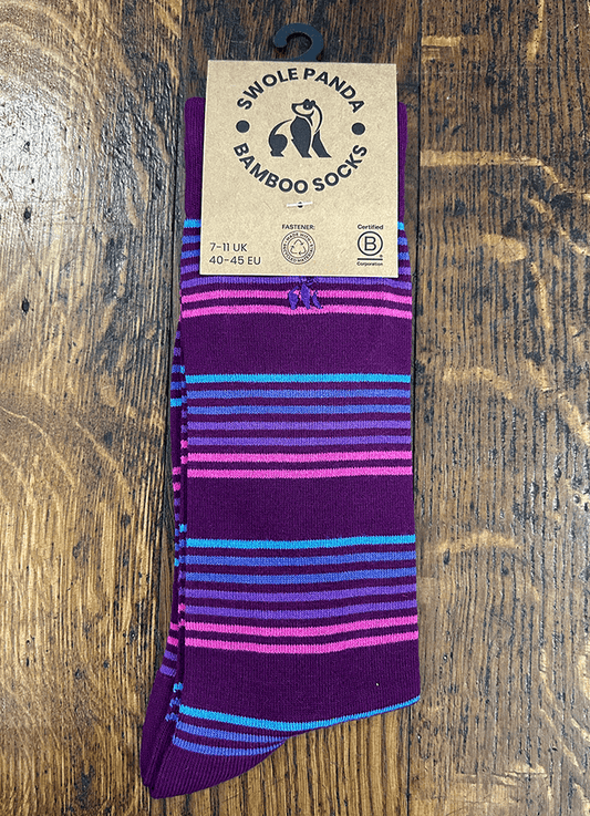 Swole Panda | Purple Narrow Striped Socks
