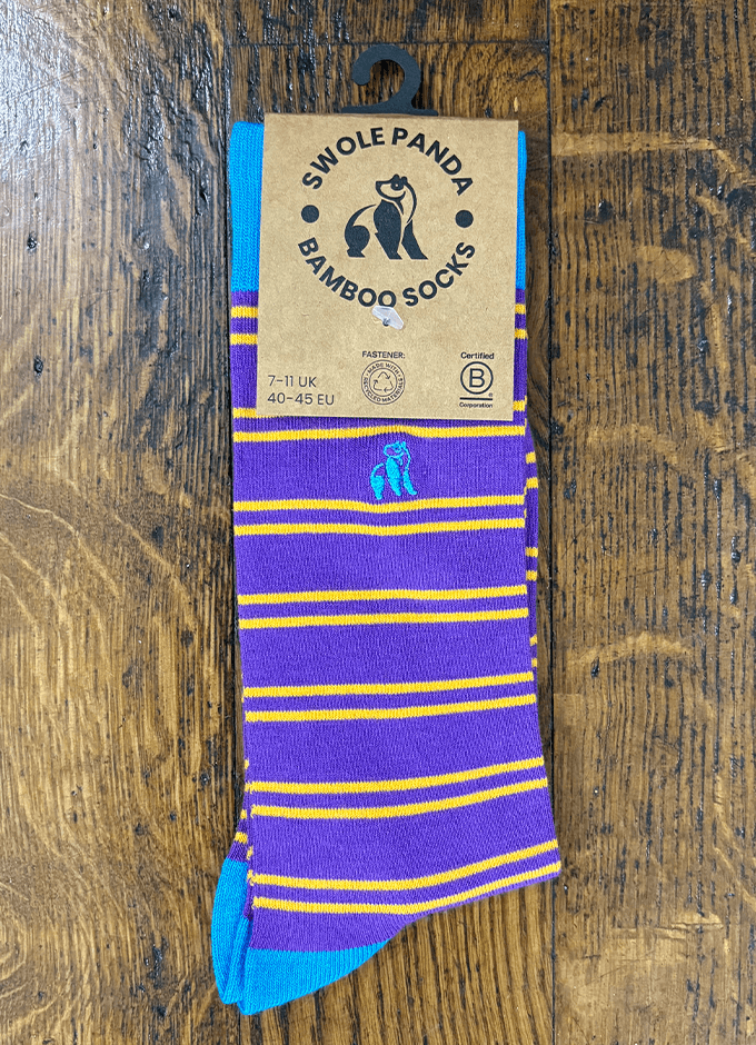 Swole Panda| Purple & Yellow Striped Socks