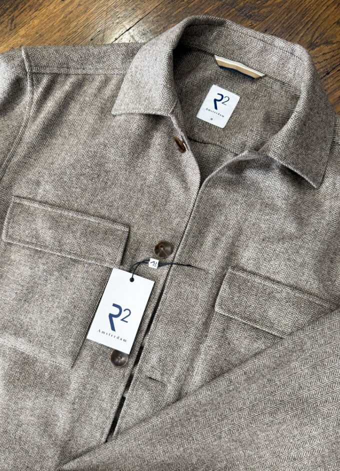 Wool Herringbone Over-Shirt | Brown