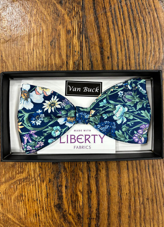 Silk Pre Tied Bow | Rachel Navy | Made with Liberty Fabric