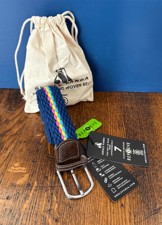 Swole Panda | Navy with Sky/Yellow/Pink Rainbow Belt