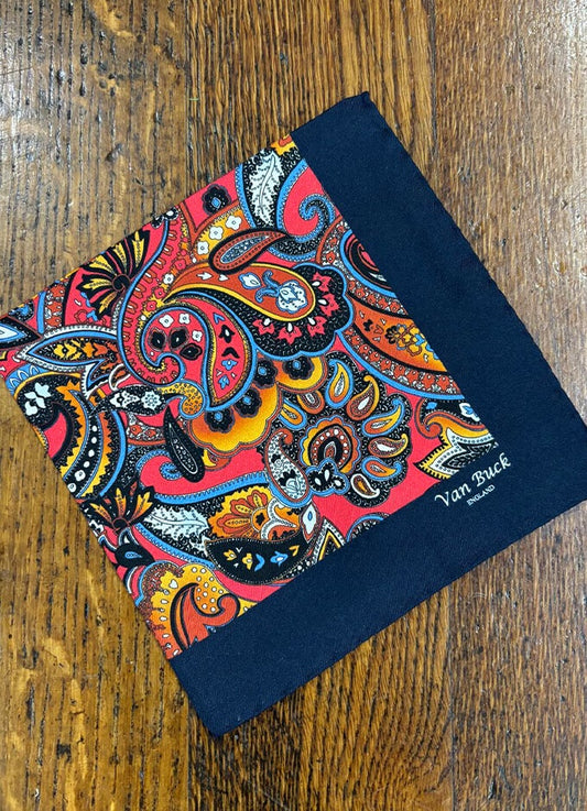 Red Floral Paisley Silk Fancy Pocket Square