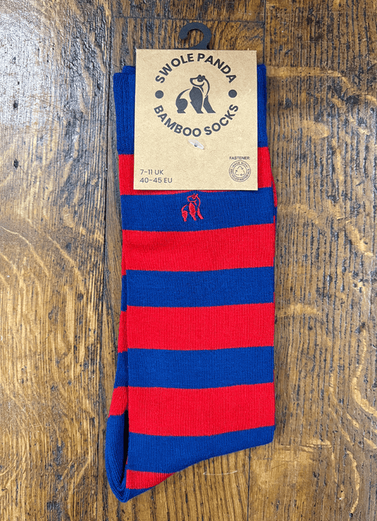 Swole Panda | Navy and Red Stripe Socks