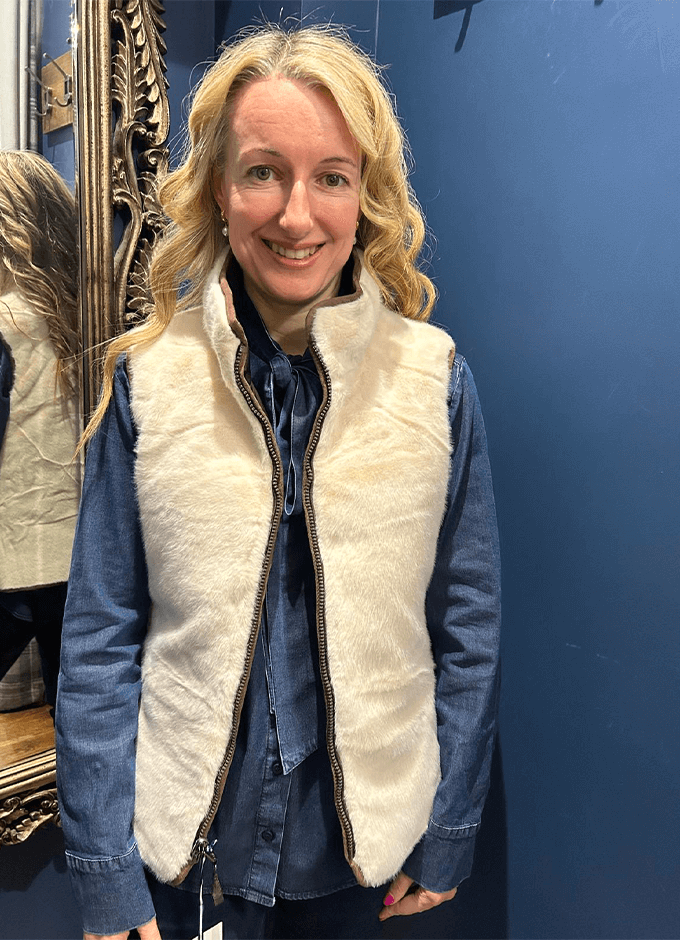 Reversible Faux Fur Gilet | Brown