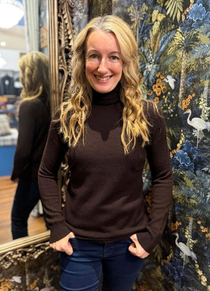 Haymarket Roll Neck Jumper | Chocolate