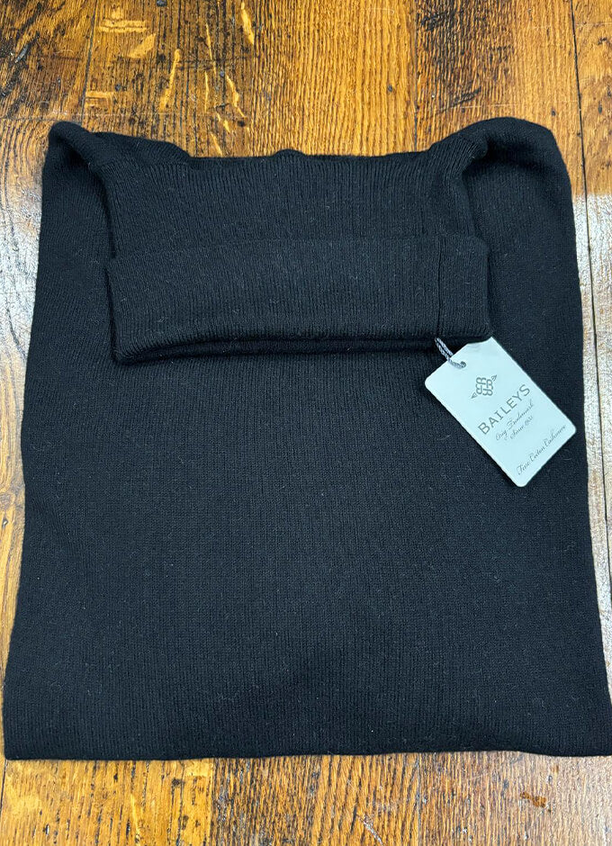 Cotton/Cashmere Roll Neck Jumper | Black