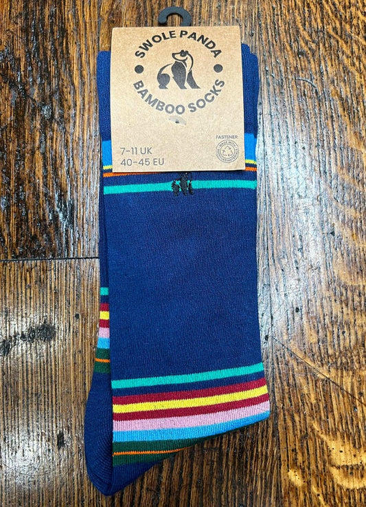 Swole Panda | Royal Blue Multi Stripe Sock