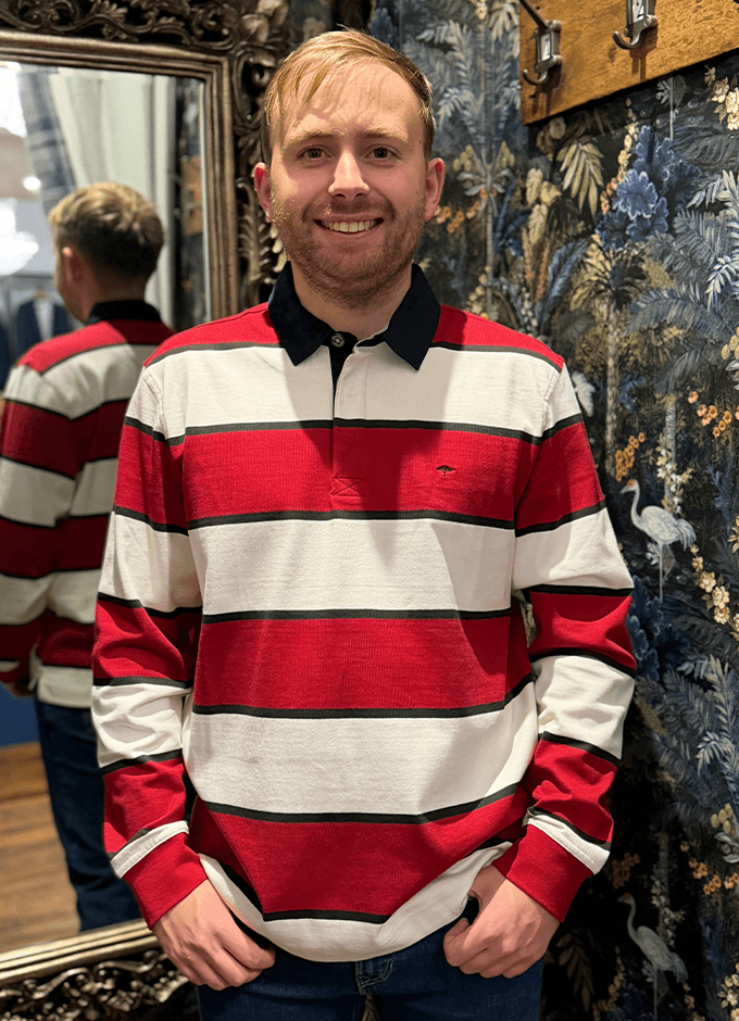 Interlock Rugby Top | Red Brick Stripe