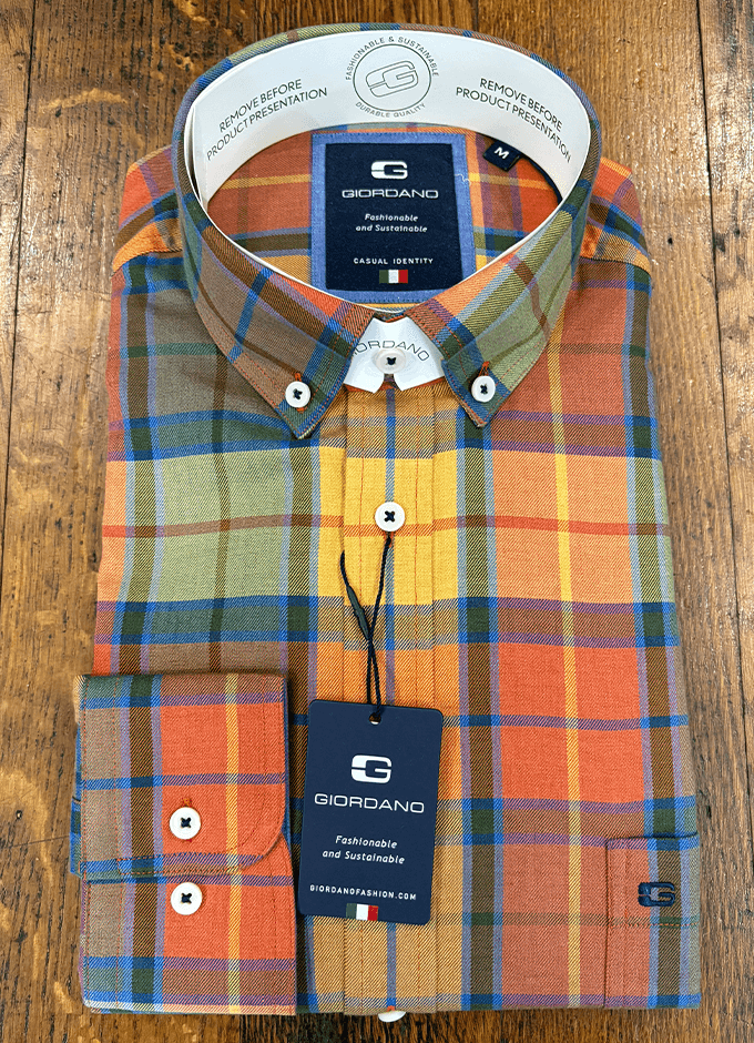 Autumn Check Cotton Shirt | Rust