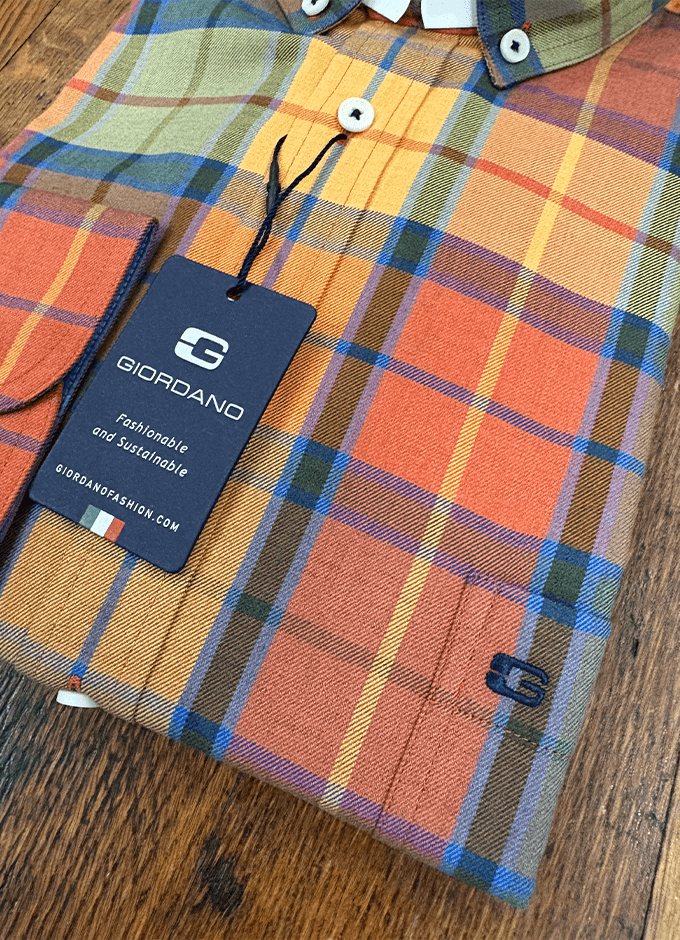 Autumn Check Cotton Shirt | Rust