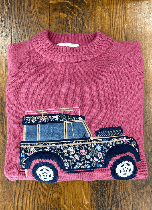 Rutland Pink Intarsia 4x4 Cotton Rich Knitted Jumper