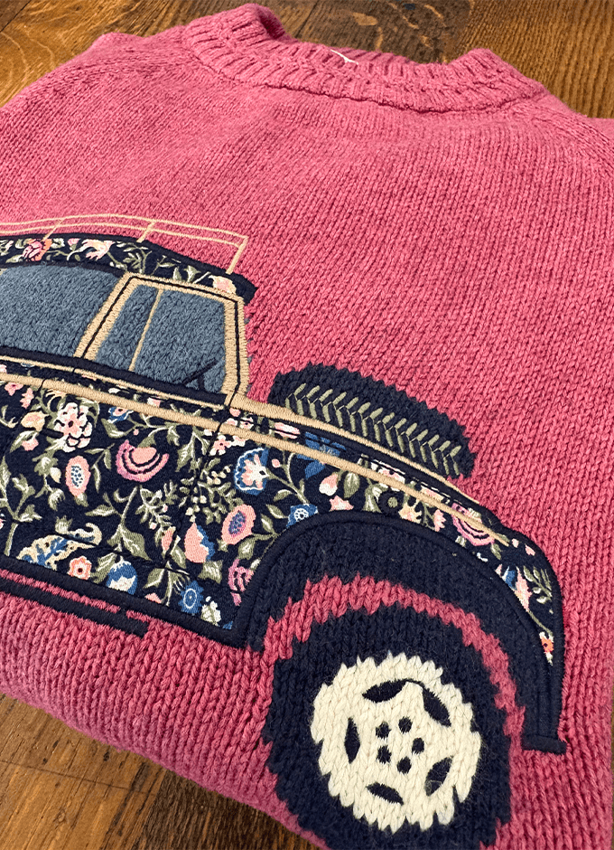 Rutland Pink Intarsia 4x4 Cotton Rich Knitted Jumper