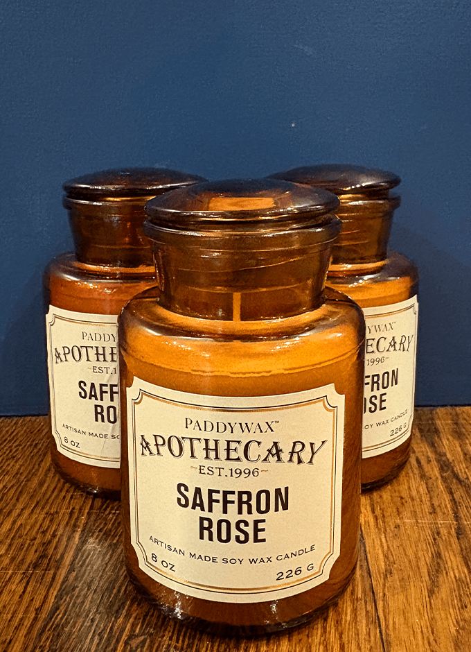 Apothecary Glass Jar Candle 8 oz | Saffron Rose