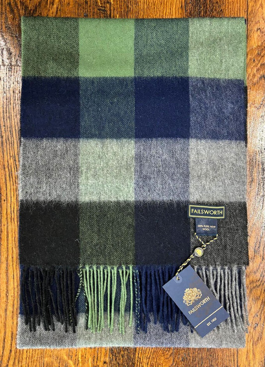 Lambswool Check Scarf | Green