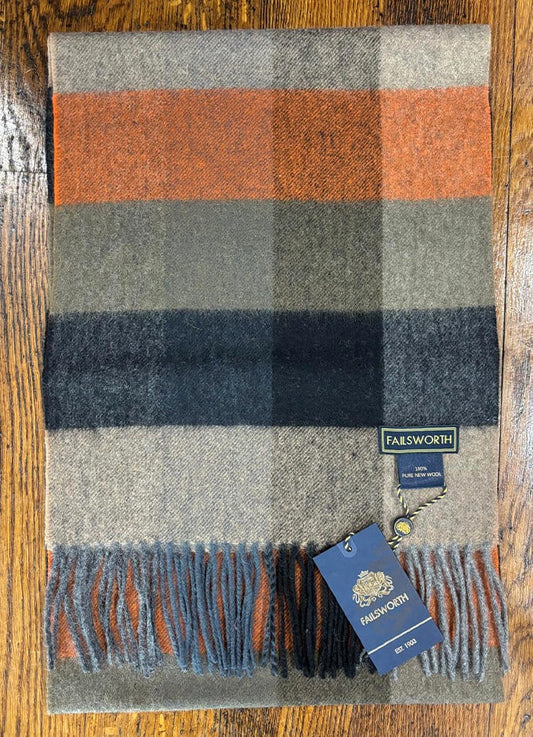 Lambswool Check Scarf | Rust/Brown